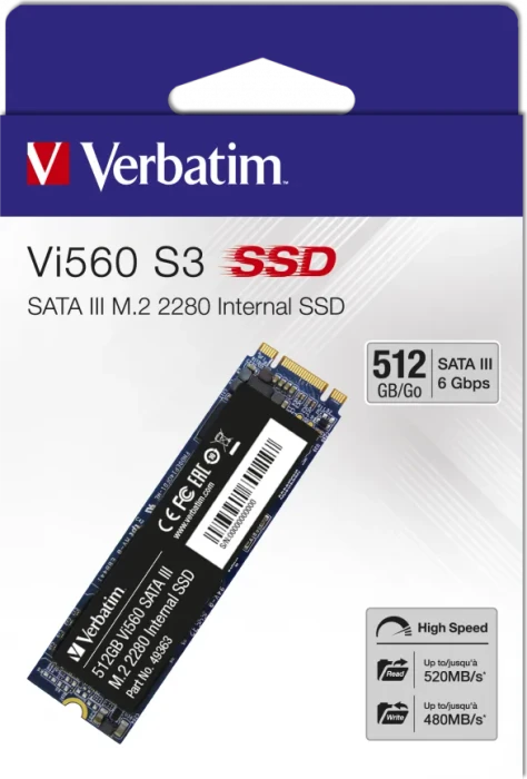 Verbatim Vi560 S3 SSD 512GB, M.2 2280 / B-M-Key / SATA 6Gb/s