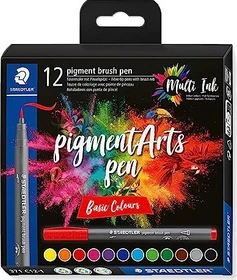 Staedtler pigment brush pen 371 basic colours sortiert, 12er-Set