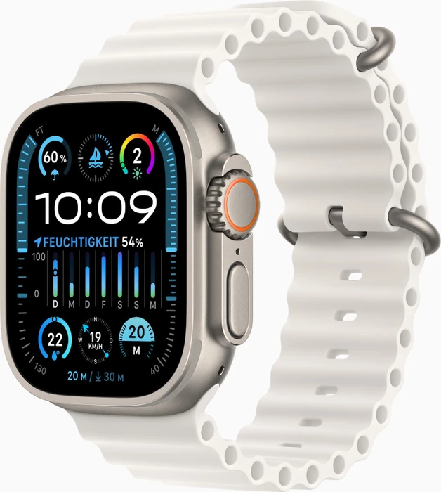 Apple Watch Ultra 2 mit Ocean Armband weiß
