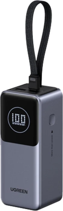 Ugreen Powerbank PB723 20000mAh 130W mit ausziehbarem USB-C-Kabel silber/schwarz