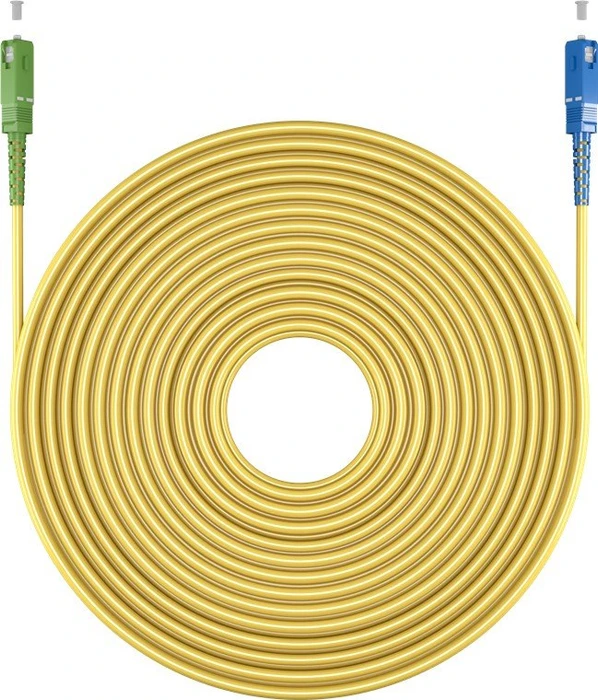 goobay Glasfaserkabel LWL Simplex Kabel, OS2, 1x SC-APC Stecker/1x SC-UPC Stecker, 3m, gelb