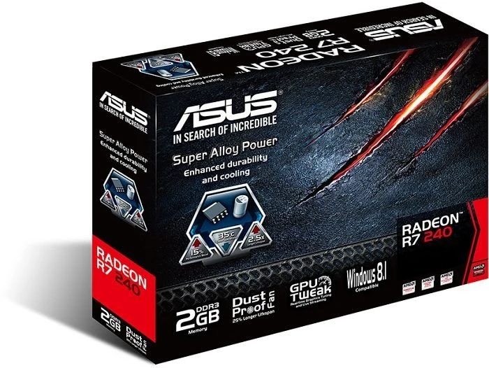 ASUS Radeon R7 240, R7240-2GD3-L, 2GB DDR3, VGA, DVI, HDMI