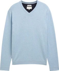 Tom Tailor Strickpullover mit V-Ausschnitt aus Baumwolle Strickpullover light metal blue melange (Herren)