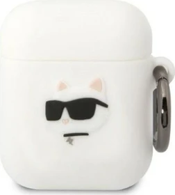 Karl Lagerfeld 3D Logo NFT Choupette Head Case für Apple AirPods 1/2 weiß
