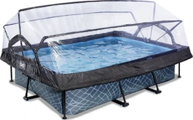 Exit Toys Stone Frame Pool mit Filterpumpe und Abdeckung rechteckig 220x150x65cm