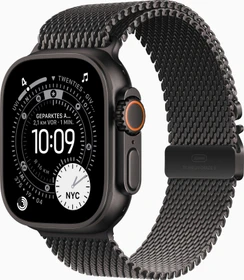 Apple Watch Ultra 3 schwarz mit Milainaise-Armband Medium schwarz