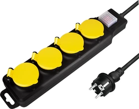 LogiLink Outdoor Steckdosenleiste, 4-fach, 1.5m, schwarz/gelb