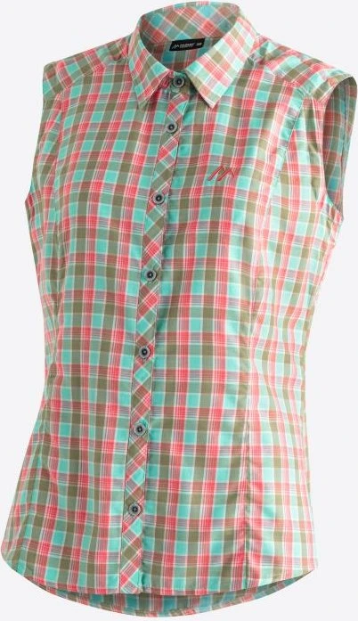 Maier Sports Paloma Hemd ärmellos green lightblue/red check (Damen)