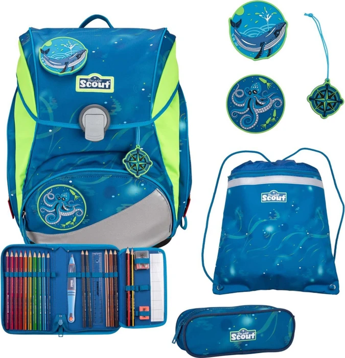 Scout Alpha DIN Deep Sea Schultaschen-Set, 4-tlg.