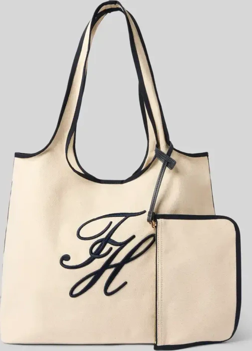 Tommy Hilfiger Strand-Tote aus Canvas mit Etui Shopper white canvas