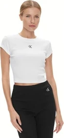 Calvin Klein Slim Fit Cropped T-Shirt kurzarm bright white (Damen)