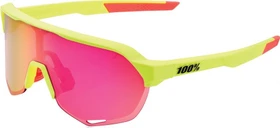100% S2 matte washed out neon yellow/purple multilayer mirror lens-clear lens