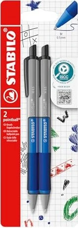 STABILO pointball colorful Kugelschreiber silber/blau, 2er-Set