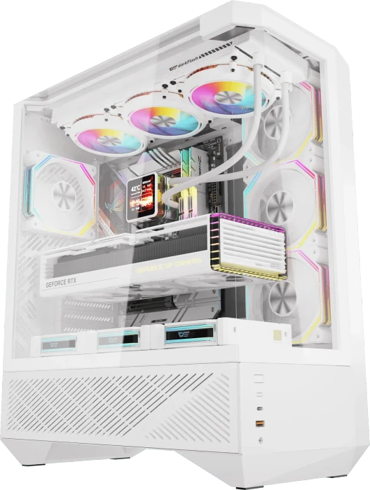 DarkFlash DY460 White, Glasfenster