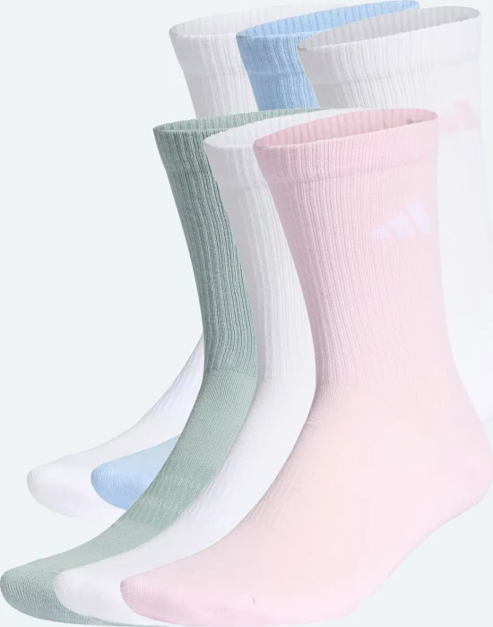 adidas Cushioned Crew Socken white/clear pink/glow blue/wonder sage, 6 Paare