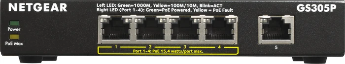 Netgear SOHO GS300 Desktop Gigabit Switch, 5x RJ-45, 55W PoE