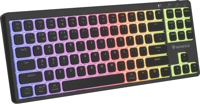 Genesis Thor 430 TKL Wireless, schwarz, LEDs RGB, hot-swap, Silent Low-Profile Linear, USB/Bluetooth, US