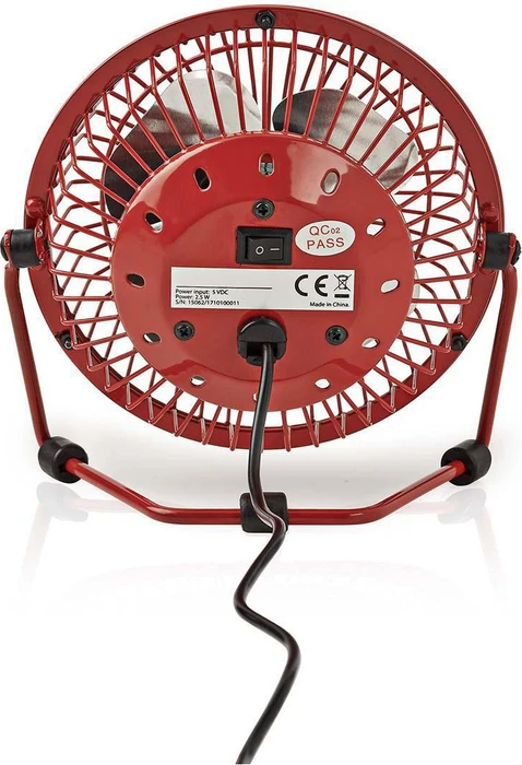 Nedis FNDK1RD10 USB Mini Tischventilator aus Metall 10cm rot