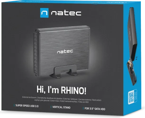 Natec Rhino, schwarz, 3.5", USB-B 3.0