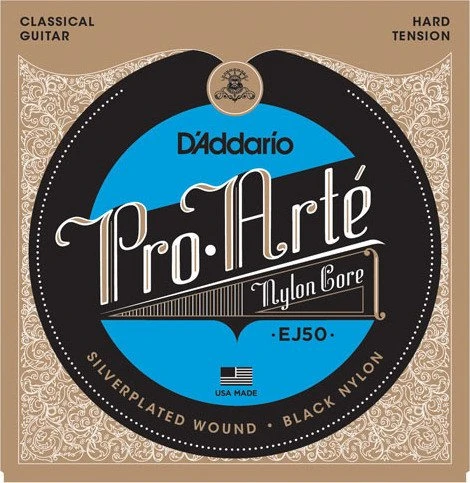 D'Addario Pro-Arté Black Nylon Core, Hard Tension