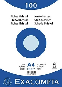 Exacompta Karteikarten in Folie, A4, glatt, weiß, 100 Blatt