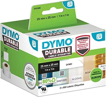 Dymo Hochleistungsetiketten LabelWriter, 25x25mm, weiß, 2er-Pack (1700 Etiketten)