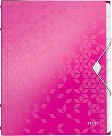 Leitz WOW Ordnungsmappe, 12 Fächer, A4, pink metallic
