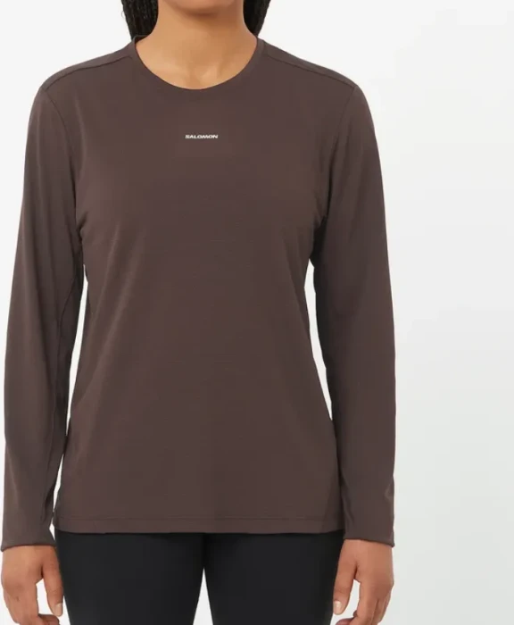 Salomon Shakeout Core Laufshirt langarm coffee bean (Damen)
