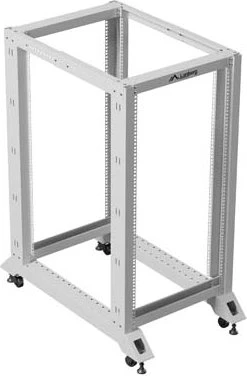 Lanberg Open Rack Series 19" Open Frame Rack 22HE, 4-Pfosten, mit Rollen, Flat Pack, tiefenverstellbar, 550-790mm, RAL 7035, 1000mm tief