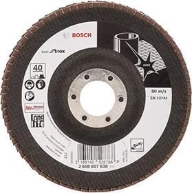 Bosch Professional X581 Best for Inox Fächerschleifscheibe gewinkelt K40, 125x22.23mm, 1 Stück