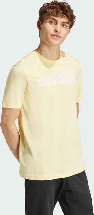 adidas Essentials Single Jersey Linear Embroidered Logo T-Shirt kurzarm almost yellow (Herren)