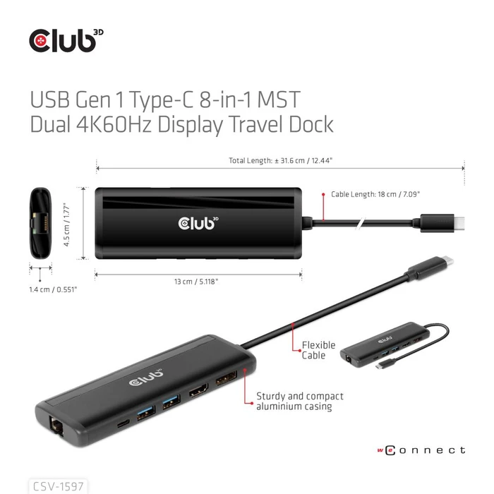 Club 3D 7in1 Hub, USB-C 3.0 [Stecker]