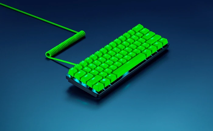 Razer PBT Keycap + Coiled Cable Upgrade Set, Kunststoff (PBT), Cherry-Profil, Razer Green, grün, 120 Tasten, ISO-UK, ANSI-US