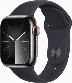 Apple Watch Series 9 (GPS + Cellular) 41mm Edelstahl graphit mit Sportarmband M/L Mitternacht