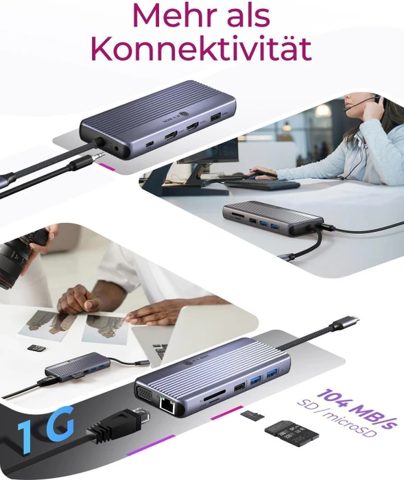 RaidSonic Icy Box IB-DK4062-CPD Travel Dock 12-in-1, USB-C 3.0 [Stecker]
