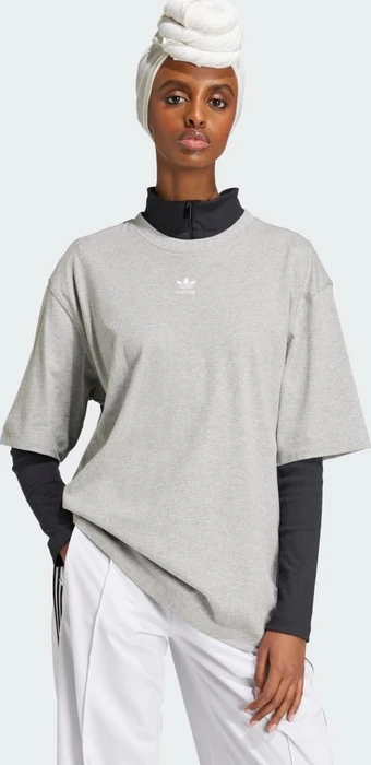 adidas Essentials Boyfriend T-Shirt kurzarm medium grey heather (Damen)