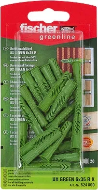 fischer UX Green 6x35 R K Universaldübel, 6x35mm, 20 Stück