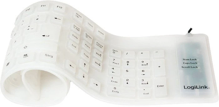 LogiLink Flexible Waterproof Keyboard weiß, PS/2 &, PS/2 & USB, DE