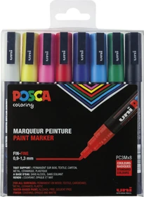 Uni-Ball POSCA PC-3M Acrylmarker Basisfarben sortiert, 8er-Set