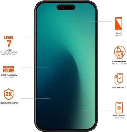 Eiger Mountain Glass Black Privacy Screen Protector GRS für Apple iPhone 17/17 Pro