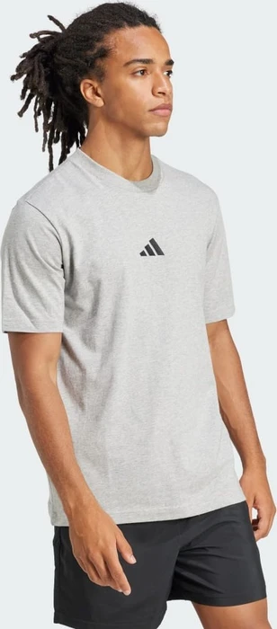 adidas Essentials Small Logo Single Jersey T-Shirt kurzarm medium grey heather/black (Herren)