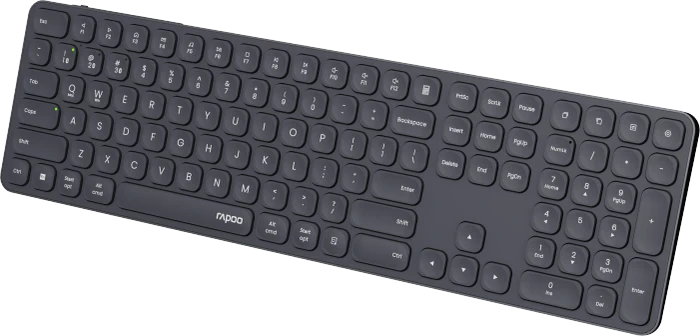 Rapoo E9810M Multi-mode Wireless Ultra-slim Keyboard, schwarz/grau, USB/Bluetooth, DE