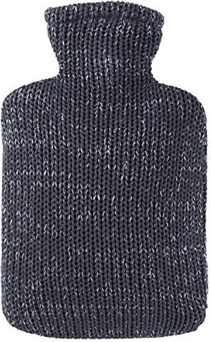 Hugo Frosch Klassik Strickbezug Wärmflasche lurex anthrazit