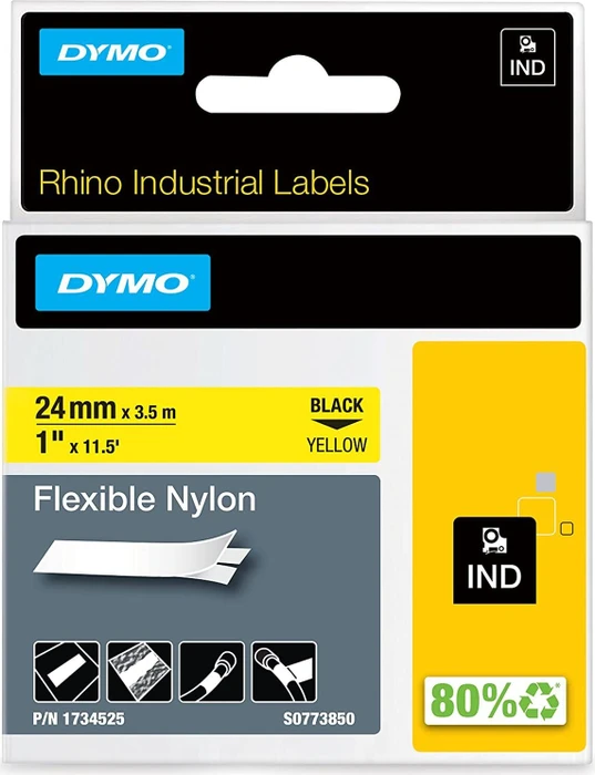 Dymo ID1 Flexible Industrial Rhino Pro Beschriftungsband, 24mm, schwarz/gelb
