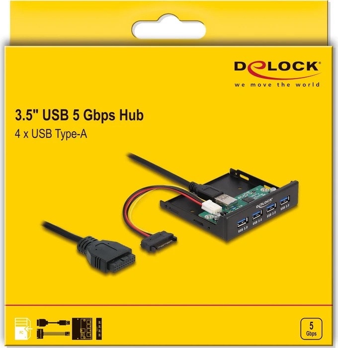 DeLOCK 3.5" USB Frontpanel, 4x USB-A 3.0, USB-A 3.0 [Buchse]