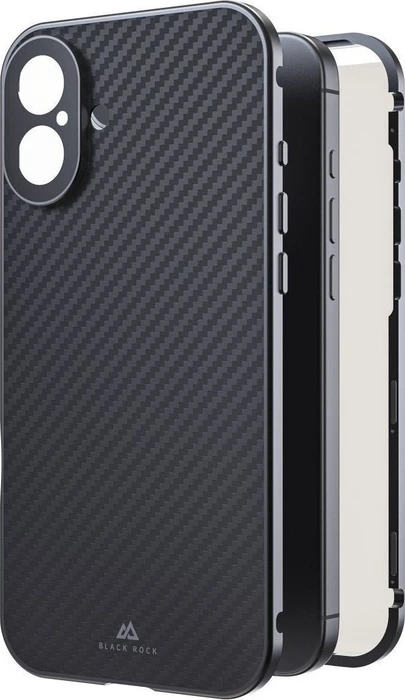 Black Rock 360° Glass Case für Apple iPhone 16 Plus Carbon