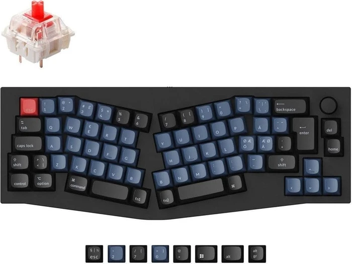 Keychron Q8 Alice Knob Version, 65% Layout, LEDs RGB, Carbon Black, Gateron G Pro RED, USB, ND