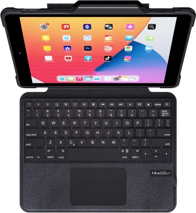 Deqster Rugged Touch Keyboard Folio für iPad 7/iPad 8/iPad 9, grau, DE