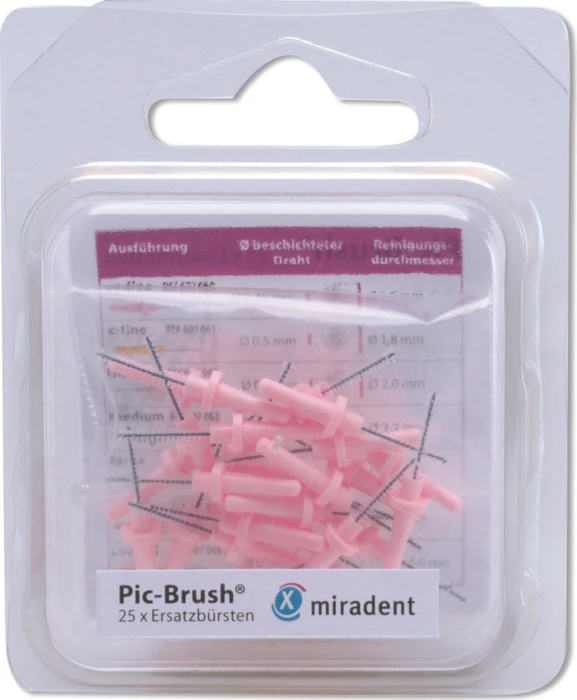 Miradent Pic-Brush Ersatz Interdentalbürste xx-fine pink, 25 Stück