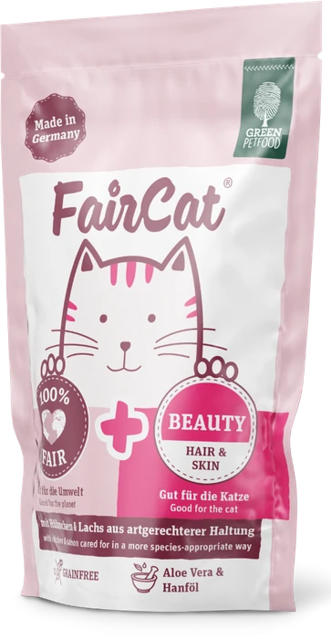 Green Petfood FairCat Beautyc, Huhn und Lachs, 680g (8x 85g)